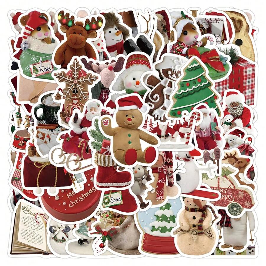 50pcs Christmas Cartoon Stickers - Multicolor - View 1