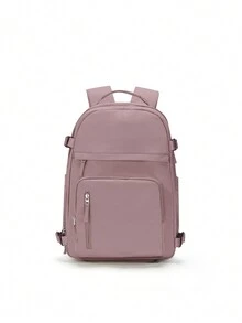 Lightweight Backpack for Women Men, Travel Casual Daypack Laptop Rucksack, Waterproof College High Secondary Bookbag Daily Bag with USB Charging Port - Dusty Pink - View 3