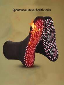 Sports Outdoor 6 Pairs Women's Self-Heating Thermal Socks For Outdoor Activities, Cycling, Warm Fleece Floor Socks, Thermo Warmer Toe Massaging Socks, Sweat-Absorbing Mid-Calf Sports Socks - Black - View 2