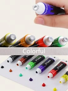 Sơn Acrylic 12/24 Màu 12Ml Ống Sơn Acrylic Bộ Sơn Vải Quần Áo Tranh Phong Phú Sắc Tố Cho Nghệ Sĩ Tranh - Nhiều màu - Xem 4