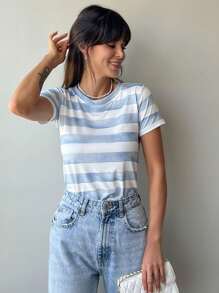 Women T-Shirts - 藍白色 - 查看 1