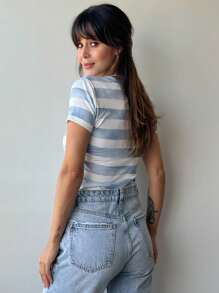 Women T-Shirts - 藍白色 - 查看 3