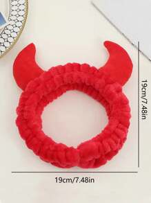 1個卡通風趣動物角造型可愛的頭帶,可用於洗臉和束髮