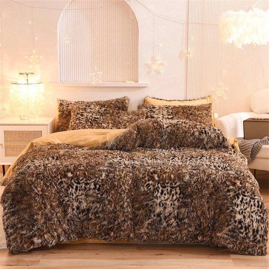 3入組加厚長毛雙面法蘭絨秋冬被套(1被套+2枕套),a版重型長毛水貂絨+b版柔軟晶鑽絨,即時保暖鎖溫貯熱,透氣吸汗,ab版雙重設計,可機洗 - 彩色 - 查看 1