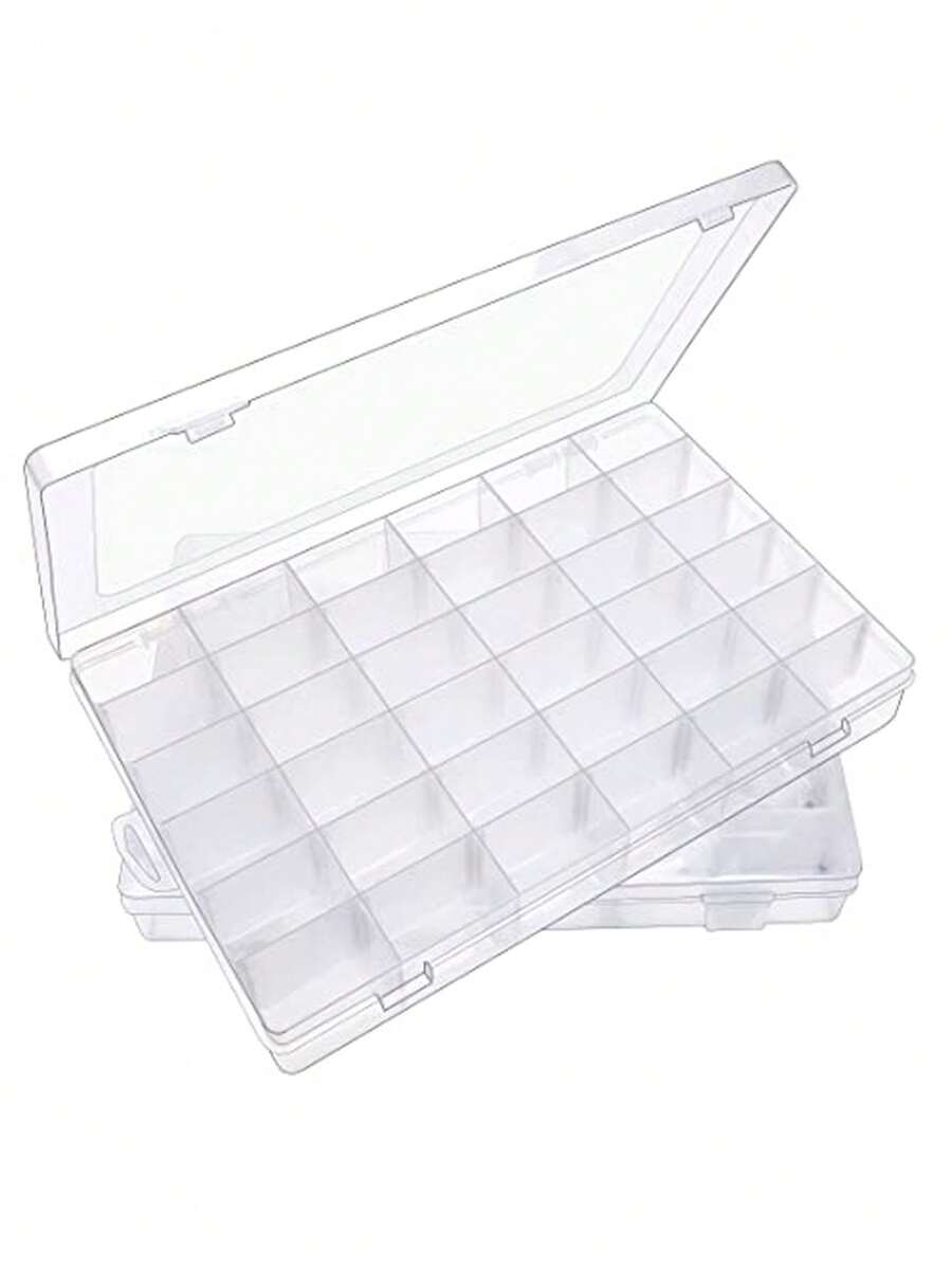 1 Plastic Bead Organizer Box, Adjustable Dividers, Sewing storage