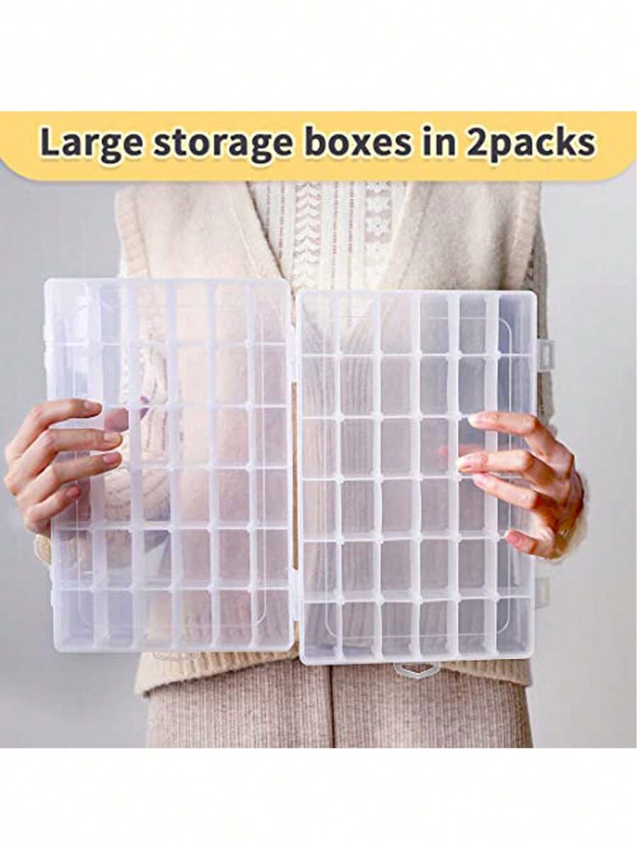 1 Plastic Bead Organizer Box, Adjustable Dividers, Sewing storage