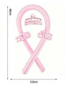 1只無熱捲髮器適用於長髮和軟髮 * Diy * 建模工具,可創造無熱捲曲髮和波浪,適用於女士和女孩,粉色 - 粉色 - 查看 4