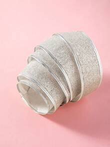 2碼閃亮銀色聖誕節絲帶,閃亮有線的粗麻布裝飾性絲帶,適用於diy手工藝品、頭飾、花環、樹裝飾 - 銀色 - 查看 5