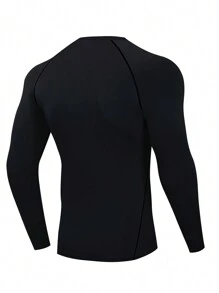 Áo thun thể thao dài tay Raglan cho nam, áo nén cho nam - màu đen - Xem 2