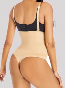 塑身衣適合女士收復連身背心無縫雕刻丁字褲塑身衣 - 杏色 - 查看 3