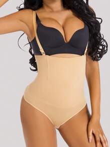 塑身衣適合女士收復連身背心無縫雕刻丁字褲塑身衣 - 杏色 - 查看 5