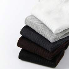 5pairs/Set Men's Solid Color Mesh Elastic Breathable Thin Casual Short Socks, For Gym - Multicolor - View 4