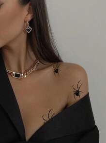 15pcs Temporary Tattoo Stickers Set, Small Size And Realistic Looking, Including Black Spider, Scorpion, Snake Pattern - Black - View 5