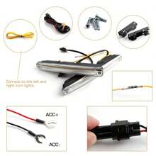 2入組白黃色led Drl行車燈,防水led日行燈迴圈流動轉向燈,車輛配件 - 白色 - 查看 2