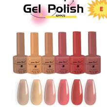 Set 6 Esmaltes Uñas Gel Polish Geles Colores Semipermanente - Multicolor - Ver 1