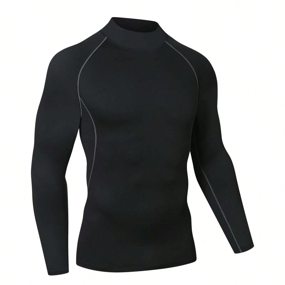 Camiseta deportiva de manga larga, cuello alto, de secado rápido y alta elasticidad, estilo novio, para correr y hacer ejercicio con protección sola