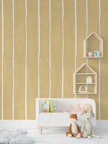 1 卷黃色白色條紋自黏加厚家居裝飾簡約風格藝術壁紙客廳臥室書房背景牆防潮牆貼,47.2x15.8 英寸