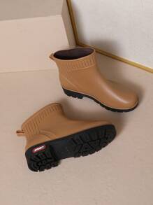 女士時尚流行雨靴,防水高跟雨鞋,適合各季節,廚房工作必備 - 棕色 - 查看 4