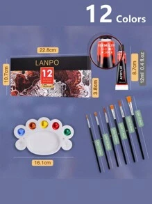 Sơn Acrylic 12/24 Màu 12Ml Ống Sơn Acrylic Bộ Sơn Vải Quần Áo Tranh Phong Phú Sắc Tố Cho Nghệ Sĩ Tranh - Nhiều màu - Xem 9