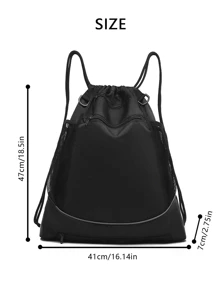 1 Set Mochila con bolsa de malla independiente, bomba de aleación de aluminio gratis y 2 agujas de la bomba, bolsa de entrenamiento de nailon negro, mochila escolar para laptop y tablet, bolsa con cordón para cascos, para estudiantes, deportes al aire libre y ciclismo, futbol, baloncesto, voleibol, bolsa de hombro con cuerda delgada - Negro - Ver 4