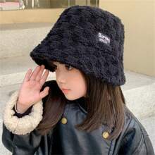 冬天長毛絨漁夫帽適用於兒童,嬰兒和耳罩和濃烈香調襯墊 - 黑色 - 查看 3