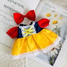 El conejito de peluche, el conejo con vestido de princesa, el vestido y el lazo son extraíbles - Rojo - Ver 2