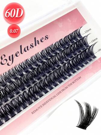 Miss Wink Thick Curl Up 60D/Ear Of Wheat Self Grafted Eyelash Set Of 48/60 Pcs 12-16mm Mixed Length Waterproof Sable Hair European And American Natural Stereoscopic Compact Portable Carry On DIY Hot Melt Eyelash Suitable For Daily Makeup And Outing Party Uselash Clusters,Eyelash Clusters,Individual Eyelashes,Lashes,Fake Lashes