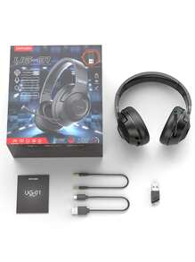 Picun CINPUSEN UG-01 Wireless Gaming Headset 2.4GHz With USB Dongle, Retractable Mic, 25H Battery, Over Ear Headphones For PC/Switch/Laptop/Console - Black - View 11
