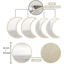 1pc Moon Shaped Mirror Wall Sticker, Beige PMMA Wall Decorative Sticker For Household - Beige - View 5