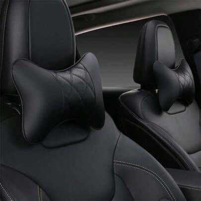 2pcs/Set Leather Car Neck Pillows, Leather Car Headrest Pair, Suitable For All Seasons,Car Pilow
