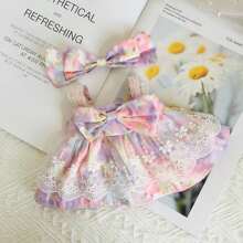 El conejito de peluche, el conejo con vestido de princesa, el vestido y el lazo son extraíbles - Rojo - Ver 5