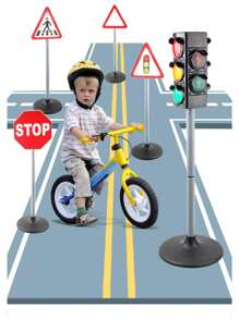 Byson 1pc Children's Road Traffic Signal Light Toy, Large Traffic Lights Model For Early Education - Black - View 10
