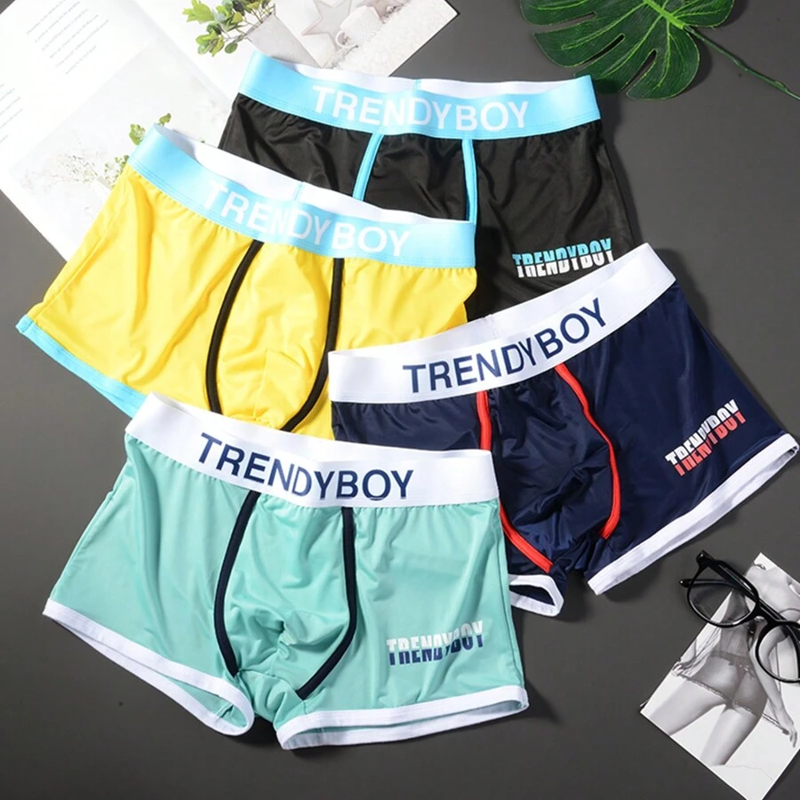 4 cái/bộ Nam In Chữ cái Quần đùi nam - Nhiều màu - Xem 1