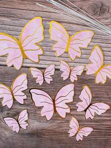 Tarjeta De Inserción Para Decoración De Pastel, Mariposa Rosa, 10 Uds. - Morado - Ver 5