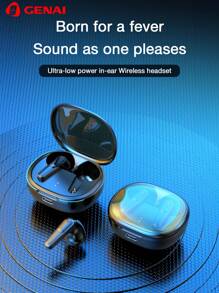 GENAI 真無線耳機tws雙主機,透明充電盒,輕巧便攜,符合人體工學設計,ipx4防水,與遊戲、電競、音樂和運動兼容 - 黑色 - 查看 12