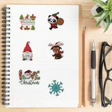 1包100個聖誕主題塗鴉貼紙,可用於裝飾汽車車窗、行李箱、吉他,diy防水節日貼紙 - 彩色 - 查看 6