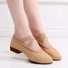 女士柔軟底舞鞋,適用於芭蕾舞、肚皮舞訓練和瑜珈練習 - 駝色 - 查看 2