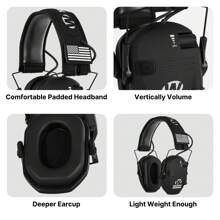 1 Peça Protetor Auricular Eletrônico De Tiro Preto Com Função De Redução De Ruído E Amplificação, Protetor Auricular Para Tiro Esportivo