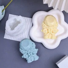 New Cartoon Heart & Double Teddy Bear Rhinestone Fragrance Wax Candle Silicone Mold DIY Decor