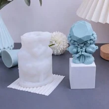 New Cartoon Heart & Double Teddy Bear Rhinestone Fragrance Wax Candle Silicone Mold DIY Decor