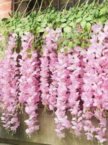 1/2/3/5/8/9/10/12入組,長43英寸的紫藤花人造假花藤蔓掛飾,可用於婚禮派對花園戶外綠蔭家居牆壁裝飾 - 粉色 - 查看 7