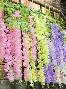 1/2/3/5/8/9/10/12入組,長43英寸的紫藤花人造假花藤蔓掛飾,可用於婚禮派對花園戶外綠蔭家居牆壁裝飾 - 粉色 - 查看 9