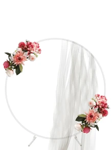 6.5ft Round Backdrop Stand, Stable Circle Balloon Arch Frame, Metal Circle Arch Stand for Wedding Birthday Party Decoration - White - View 1