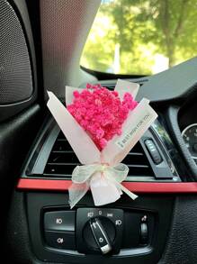 Mini Bouquet Car Air Vent Freshener With Baby's Breath Flowers, Pink - Pink - View 2
