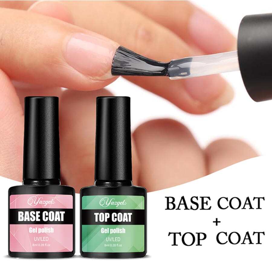 2pcs/set Nail Top Coat And Base Coat, Nail Polish Base Glue And Sealing Layer Kit, Nail Primer And Top Coat Gel