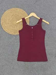 Women Tank Tops & Camis - 酒紅色 - 查看 1
