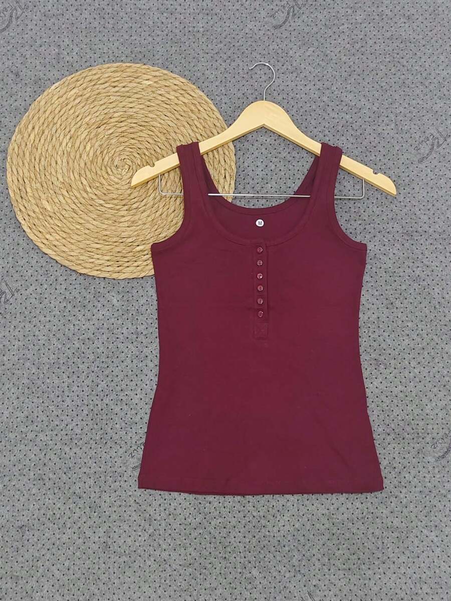 Women Tank Tops & Camis - 酒紅色 - 查看 1