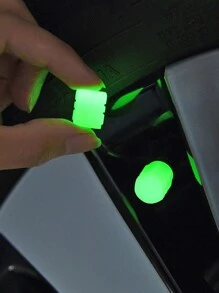 1set/4pcs New Style Night Light Valve Stem Cap & Dustproof Cover, Fits Most Car Tires - Green - View 6