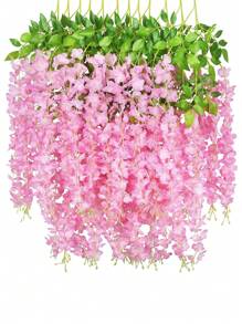 1/2/3/5/8/9/10/12入組,長43英寸的紫藤花人造假花藤蔓掛飾,可用於婚禮派對花園戶外綠蔭家居牆壁裝飾 - 粉色 - 查看 1