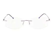 SHINU 品牌女士无框眼镜纯钛框架滤光眼镜女士无屈光度 T1023 C3 紫色